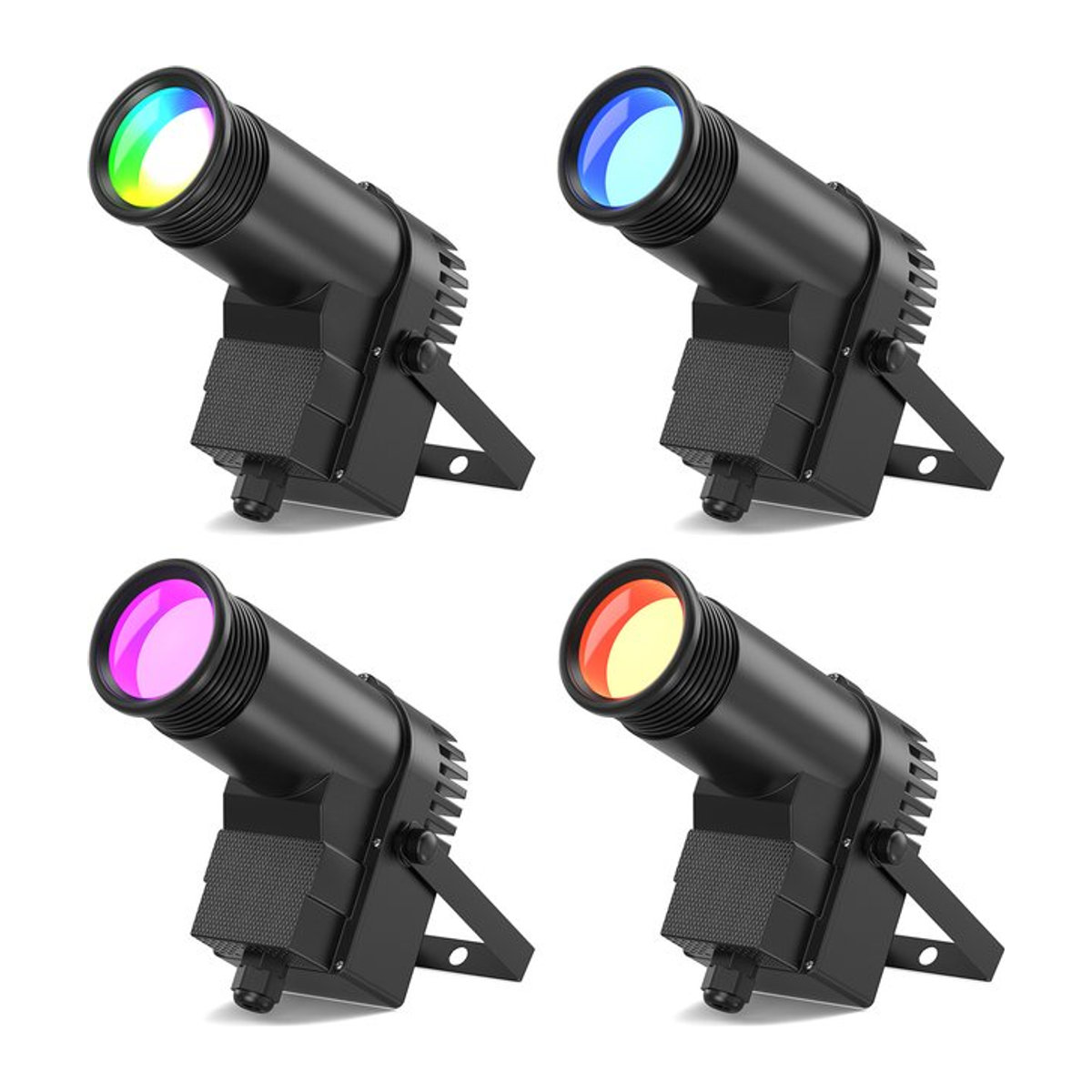 Datewink RGBW LED Pinspot Strahler 30W für DJ, Disco und Bühne, Schwarz, Bunt - Bild 1