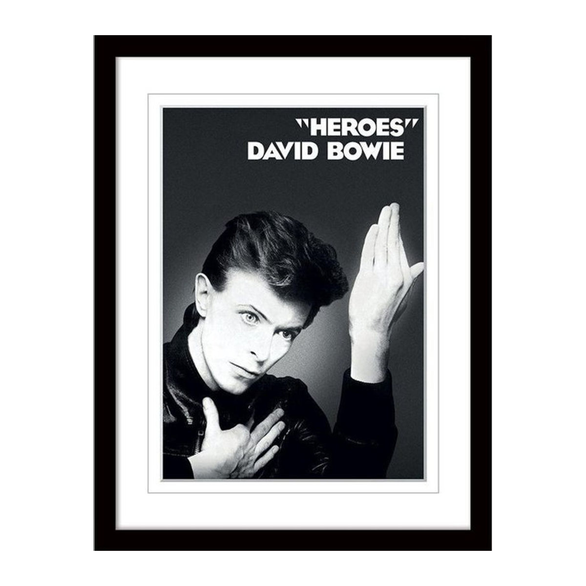 David Bowie Heroes Porträt Wanddekoration als montierter Druck aus Acrylglas in Schwarz/Weiß, Breite: 40 cm, Höhe: 40 cm - Bild 1