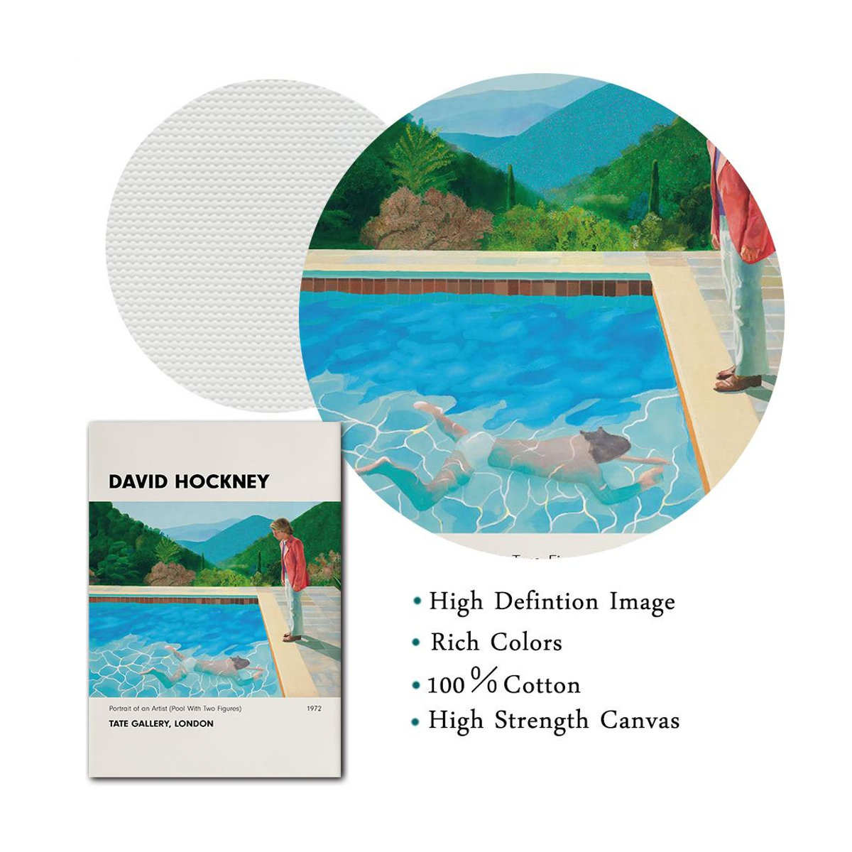David Hockney Kunstdruck Leinwand Vintage Poster Abstrakte Landschaftsmalerei Wandbild Querformat B: 60 cm, H: 90 cm, Rahmenlos, Mehrfarbig - Bild 2