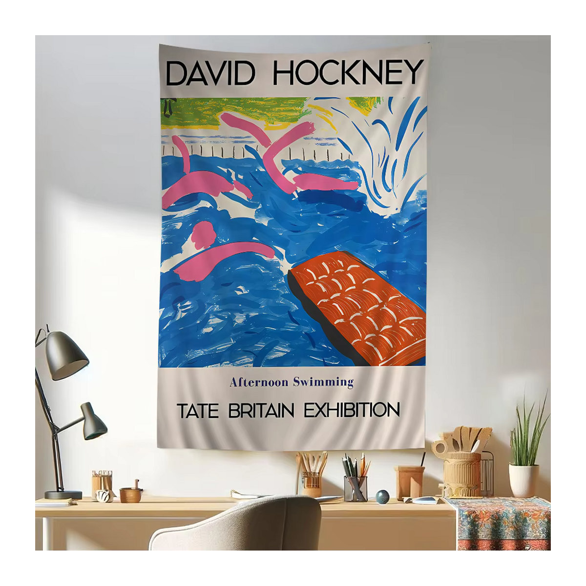 David Hockney Wandbehang im Bohemian Stil mit floralem Mandala-Design, mehrfarbig, Textil, B/H: 70 x 70 cm - Bild 5