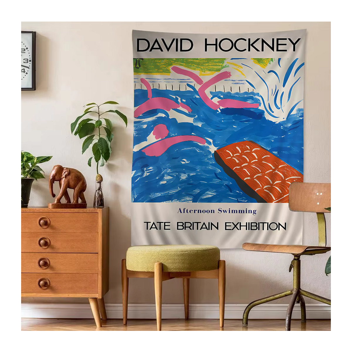 David Hockney Wandbehang im Bohemian Stil mit floralem Mandala-Design, mehrfarbig, Textil, B/H: 70 x 70 cm - Bild 6