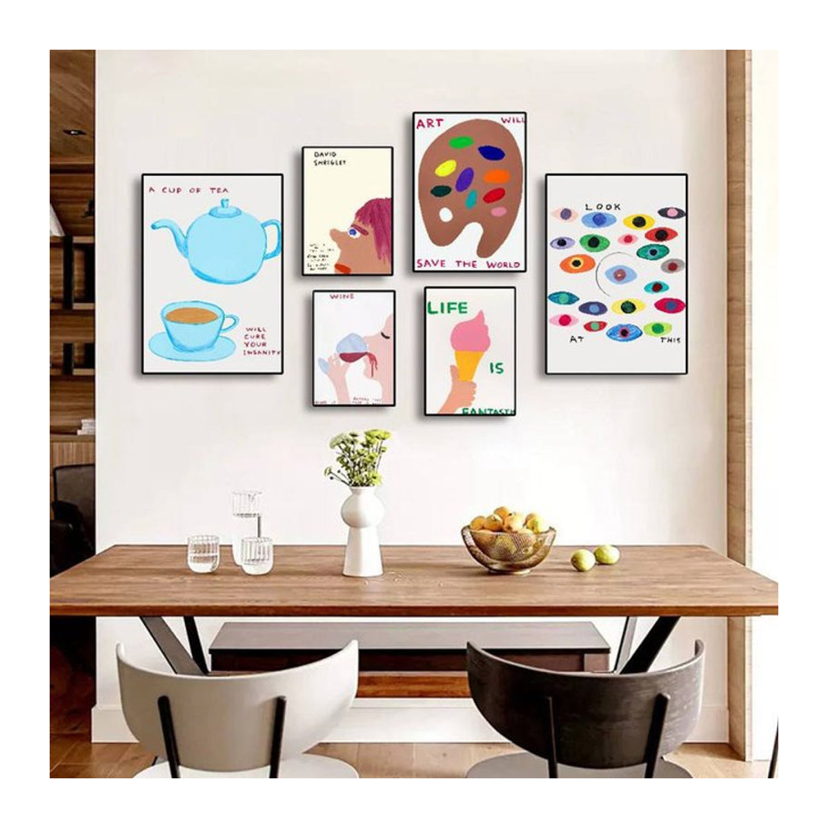 David Shrigley Kunst Anime Papierdruck als moderne Wanddekoration in Mehrfarbig - Bild 1