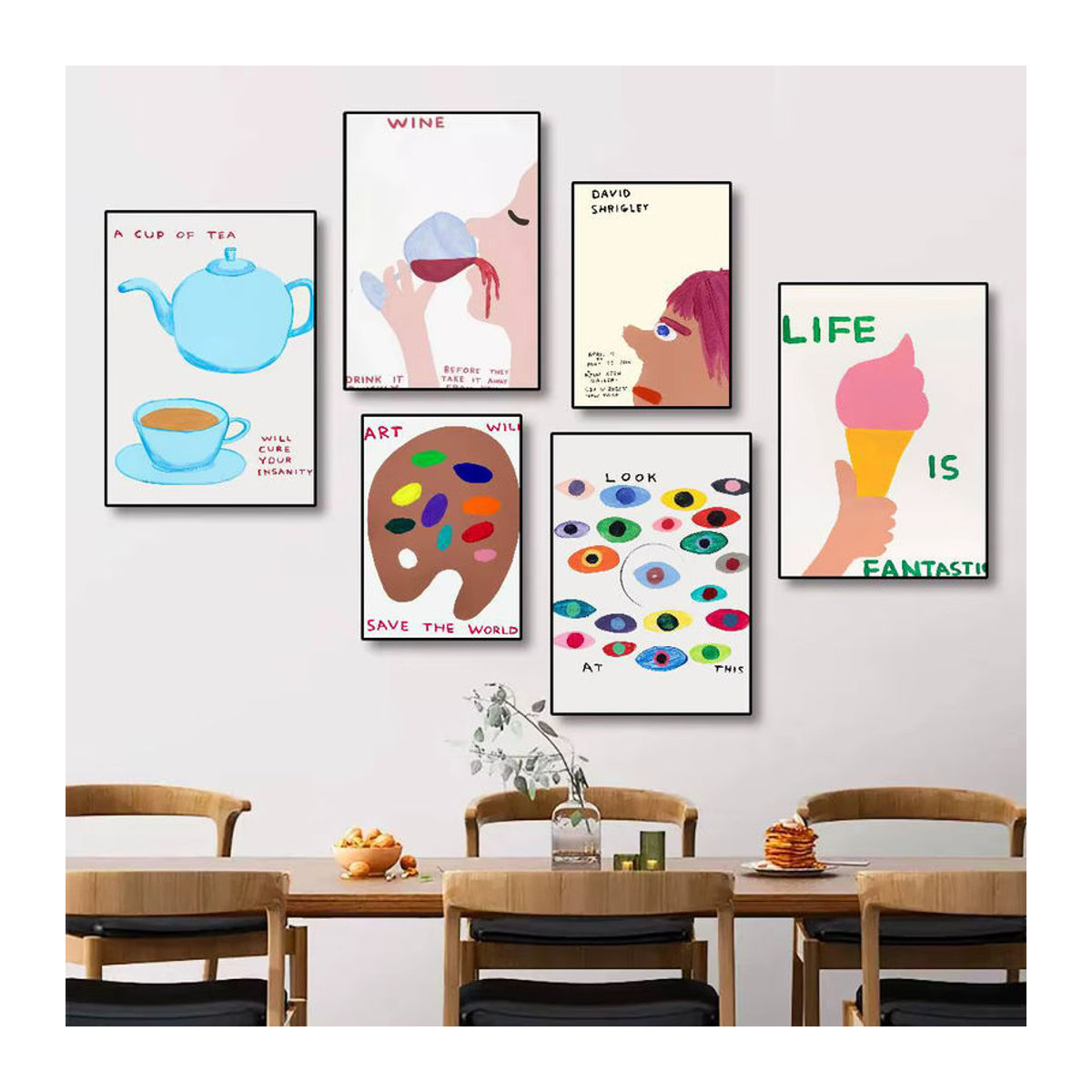 David Shrigley Kunst Anime Papierdruck als moderne Wanddekoration in Mehrfarbig - Bild 2