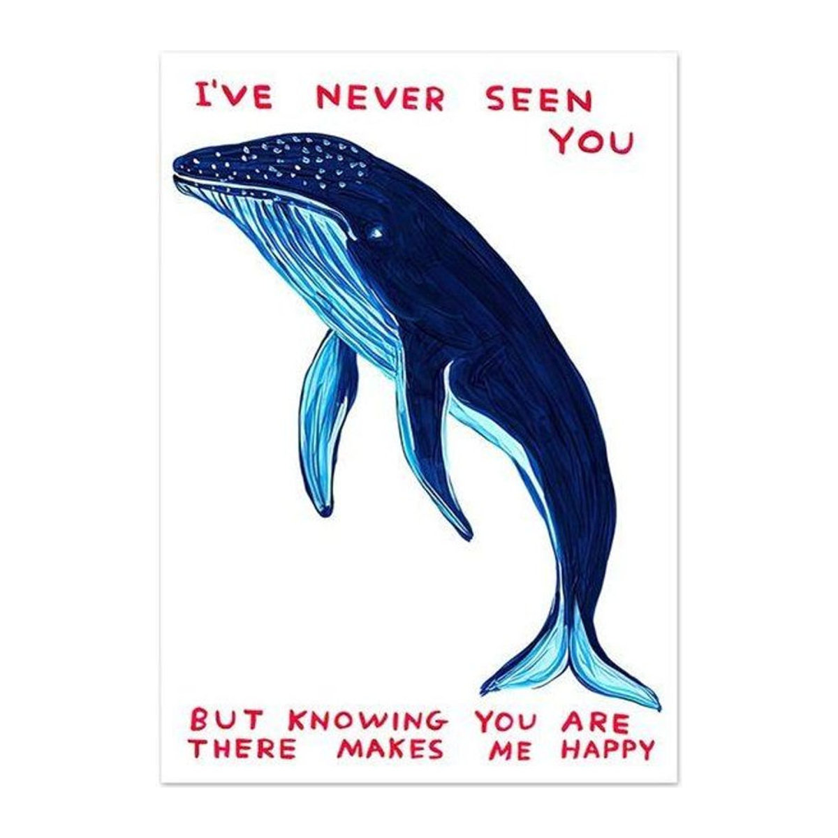 David Shrigley Wandkunst Leinwanddruck mit Tier- und Muschelmotiven in Blau, Modernes Nordic Poster für dein Wohnzimmer, B x H: 120 x 70 cm, Rahmenlos - Bild 1