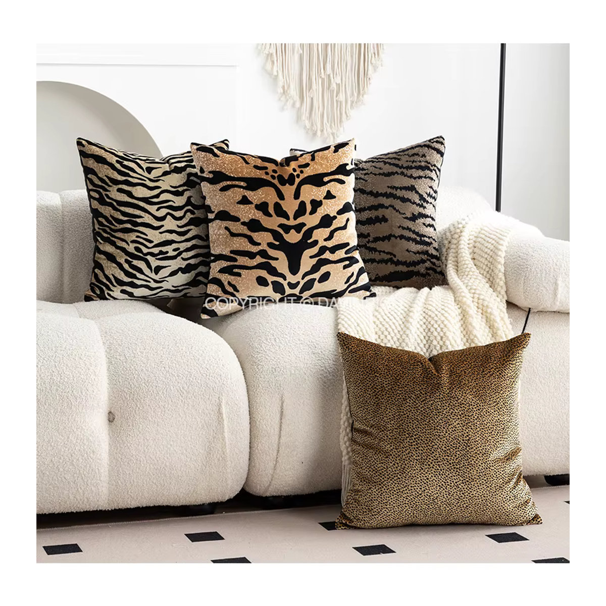DAVINRICH Kissenbezug mit Leopard-Cheetah-Punktmuster in Beige - Bild 3