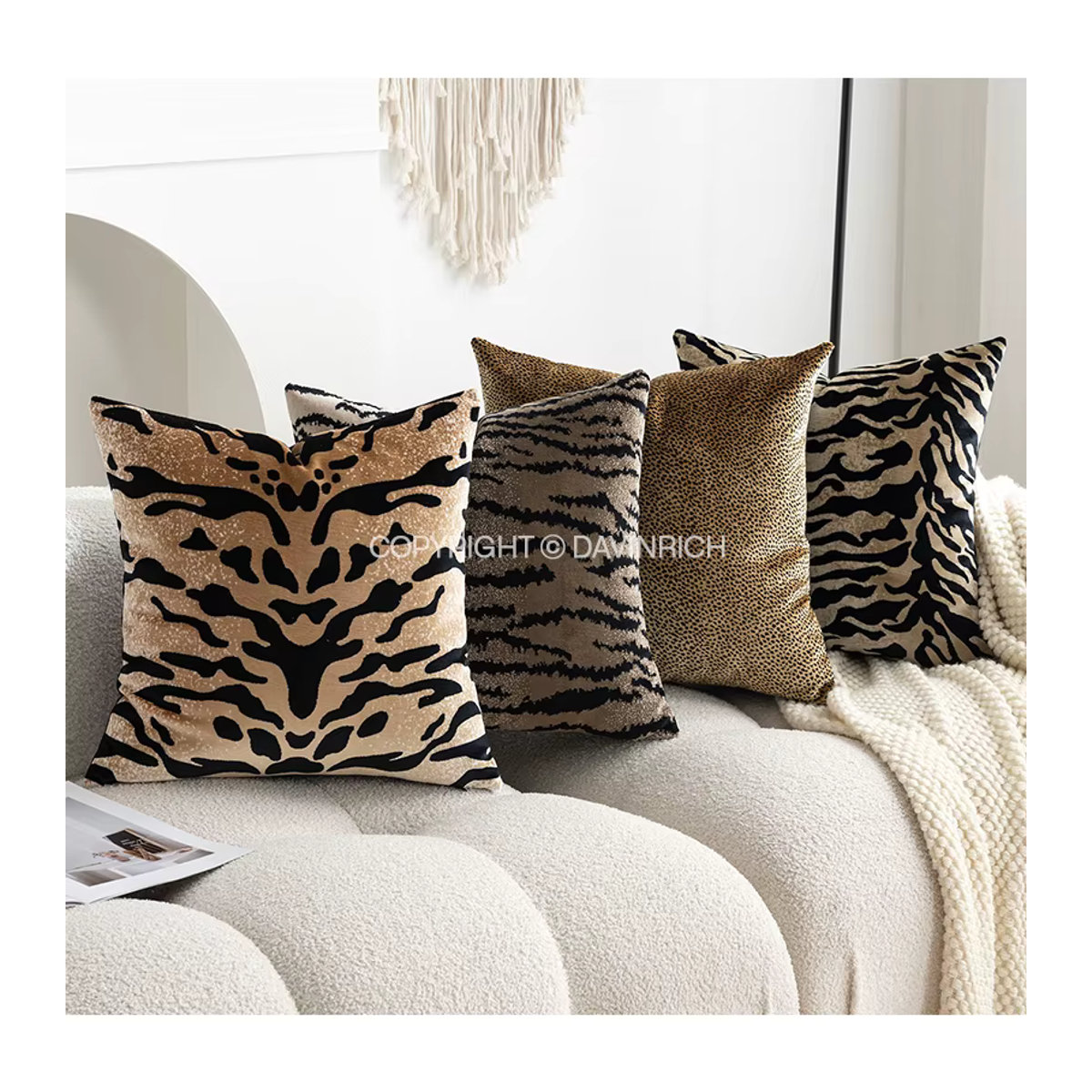 DAVINRICH Kissenbezug mit Leopard-Cheetah-Punktmuster in Beige - Bild 4