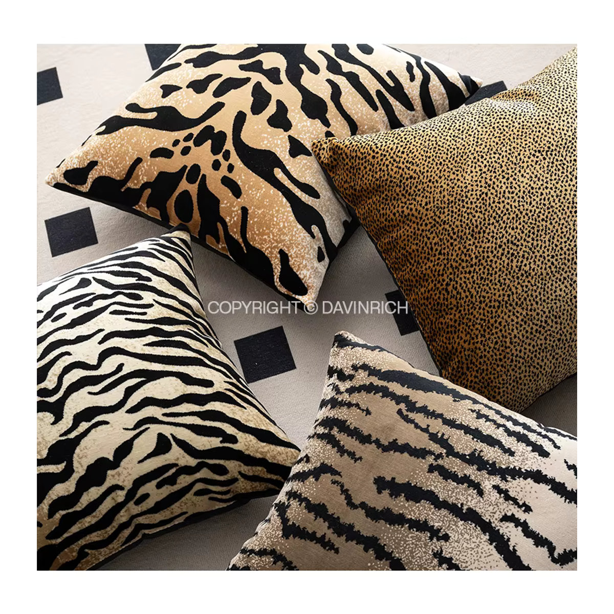 DAVINRICH Kissenbezug mit Leopard-Cheetah-Punktmuster in Beige - Bild 5