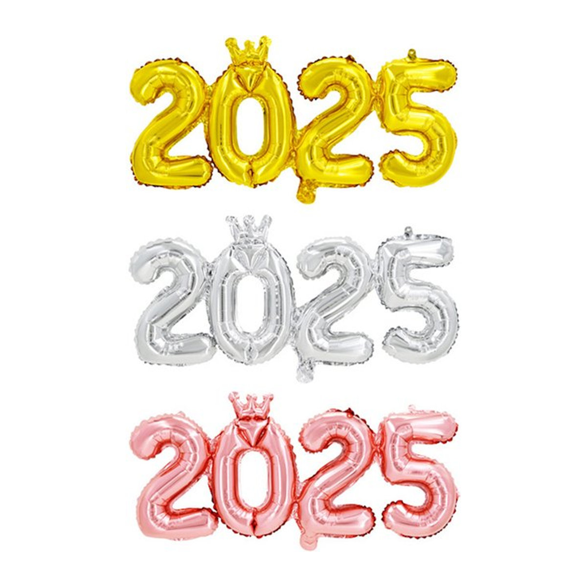 DAWN Folienballons Krone 2025 für Geburtstag und Silvester in Roségold, Silber und Mehrfarbig, 16 Zoll - Bild 1