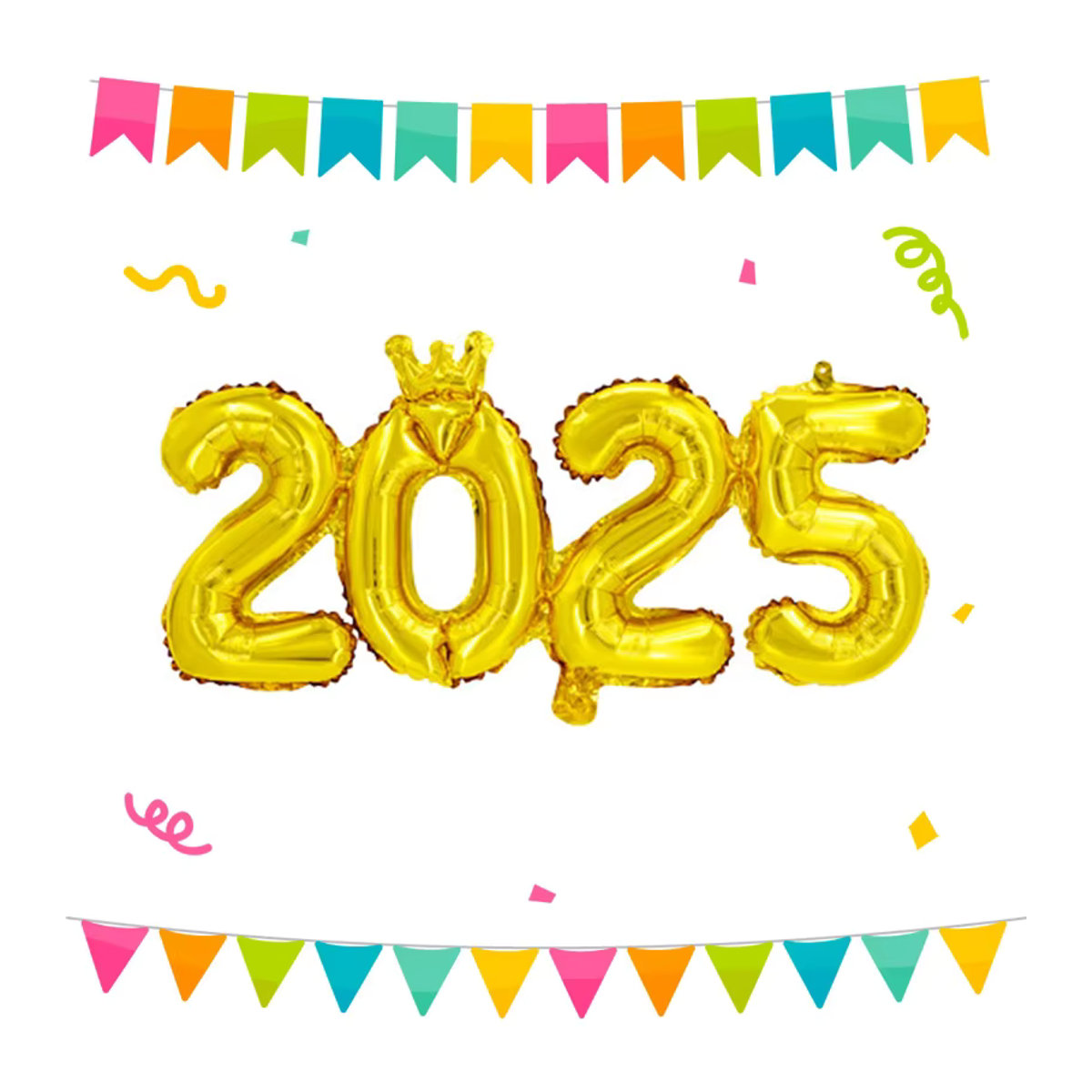 DAWN Folienballons Krone 2025 für Geburtstag und Silvester in Roségold, Silber und Mehrfarbig, 16 Zoll - Bild 2