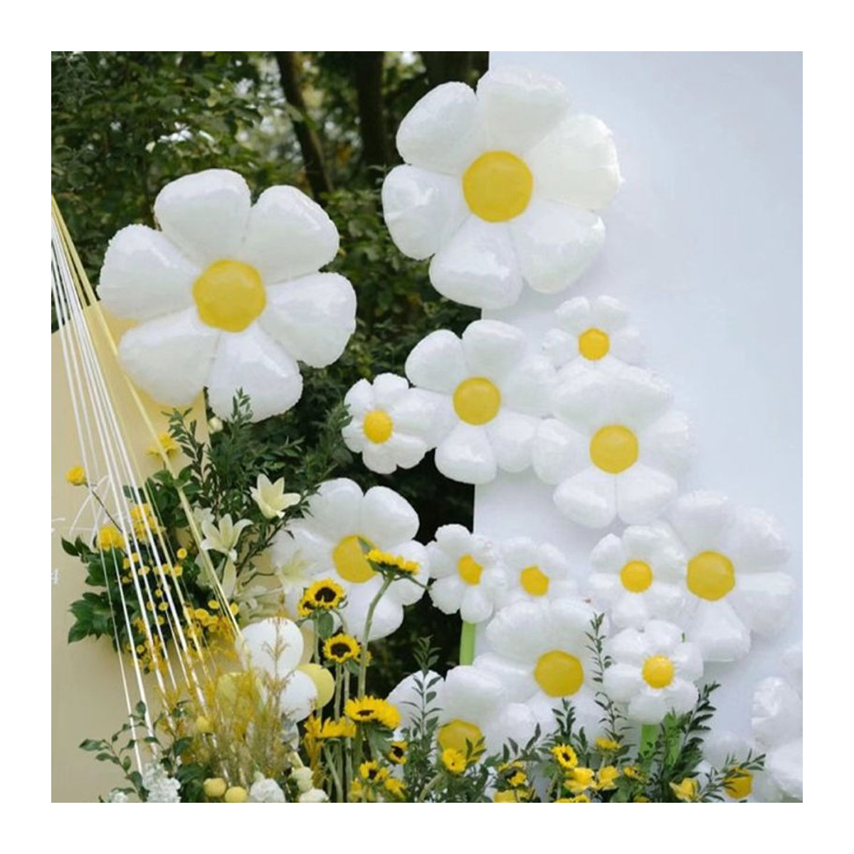 DAWN Gänseblümchen-Folienballons aus Kunststoff in Weiß, Rosa, Lila und Gelb für Dekorationen bei Hochzeit und Geburtstag - Bild 1