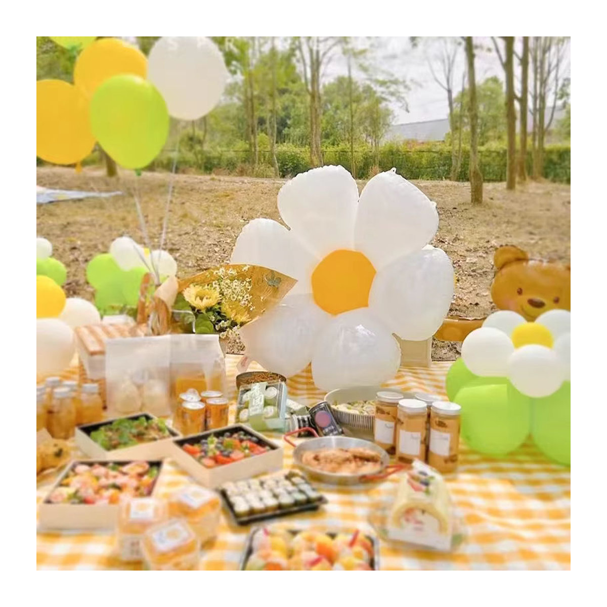 DAWN Gänseblümchen-Folienballons aus Kunststoff in Weiß, Rosa, Lila und Gelb für Dekorationen bei Hochzeit und Geburtstag - Bild 2