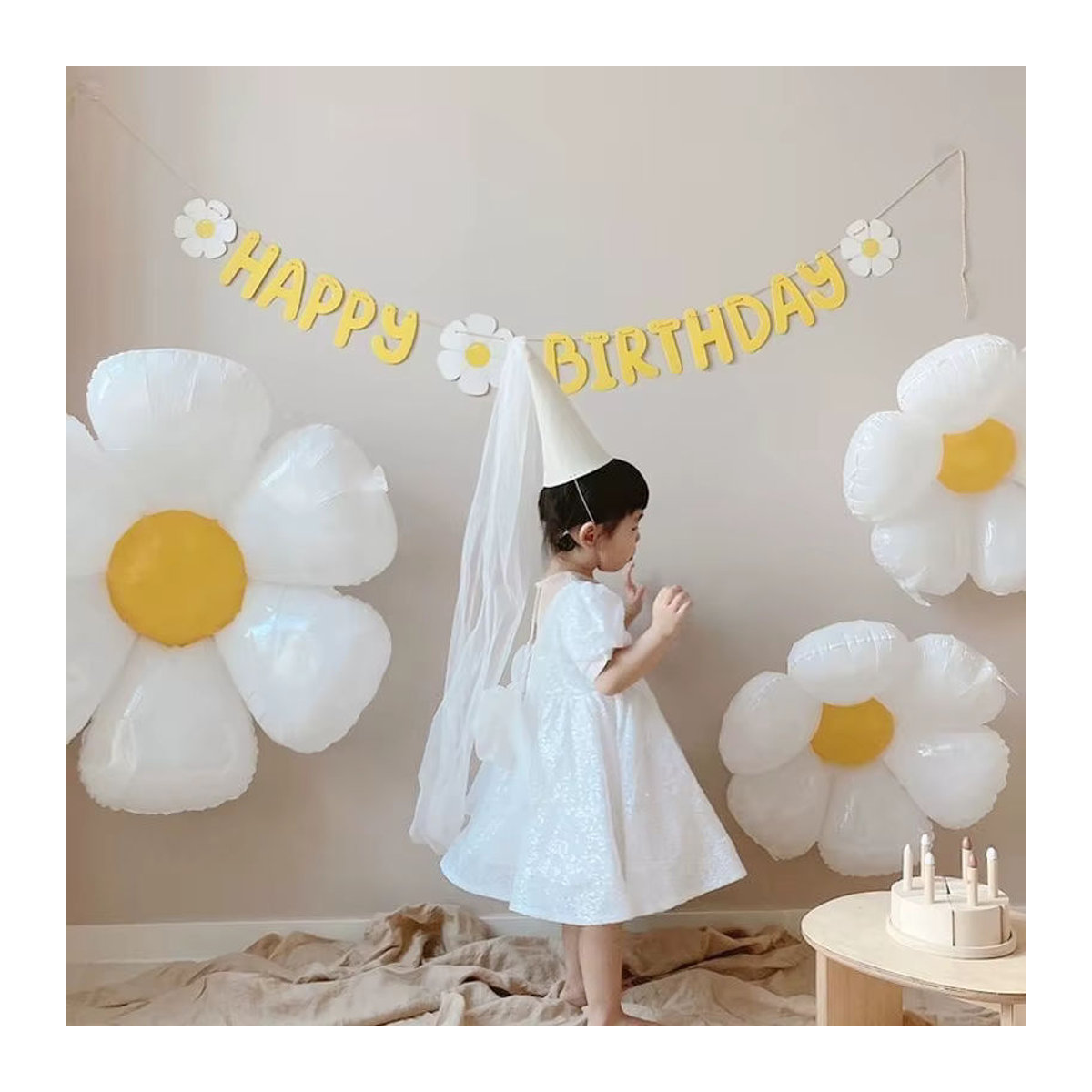 DAWN Gänseblümchen-Folienballons aus Kunststoff in Weiß, Rosa, Lila und Gelb für Dekorationen bei Hochzeit und Geburtstag - Bild 3