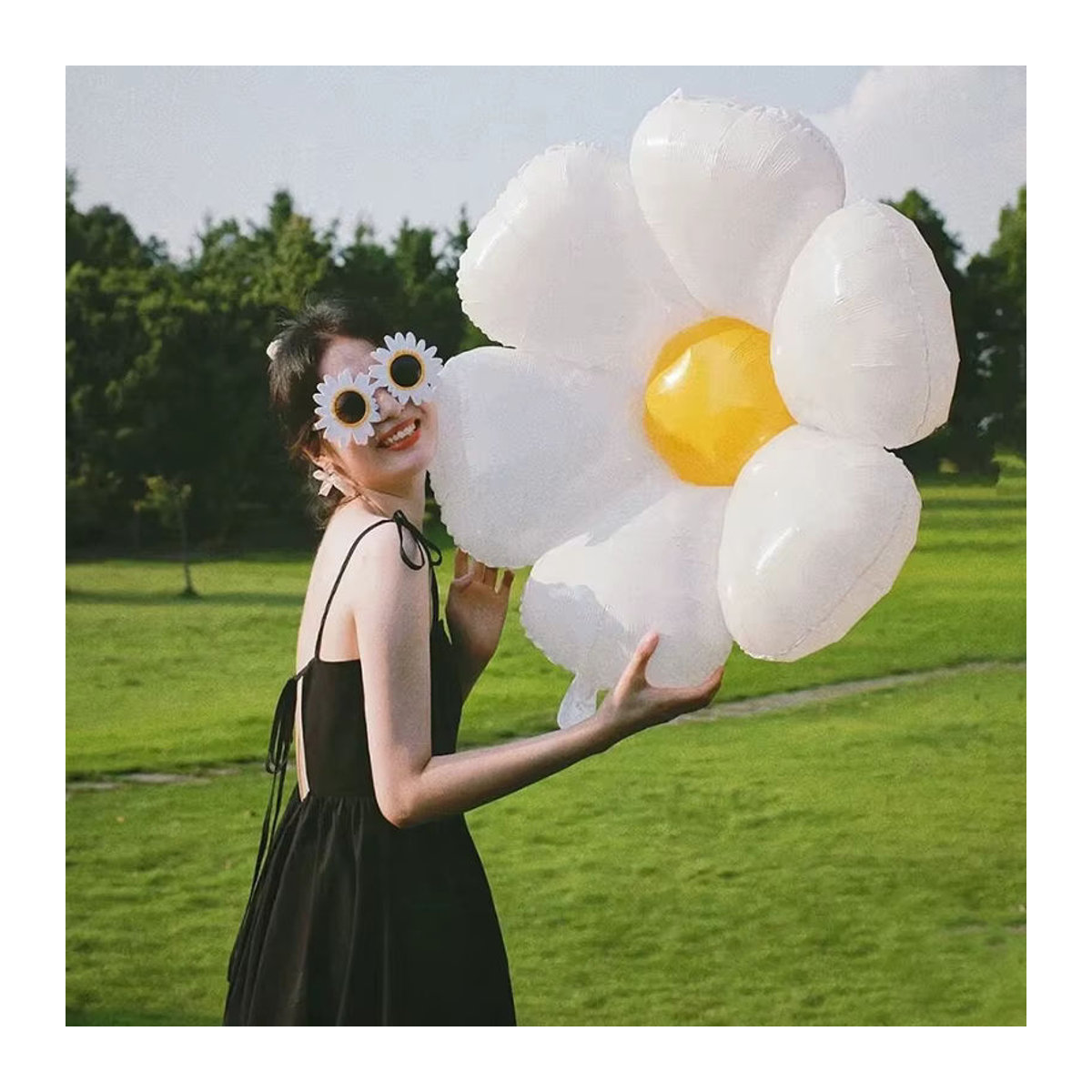DAWN Gänseblümchen-Folienballons aus Kunststoff in Weiß, Rosa, Lila und Gelb für Dekorationen bei Hochzeit und Geburtstag - Bild 4
