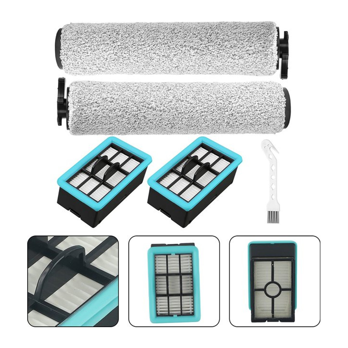 DAZZLEEX Ersatzbürsten und Filter Set in Bunt für Bissell CrossWave 3831 HF2 3845 Staubsauger Zubehör - Bild 1