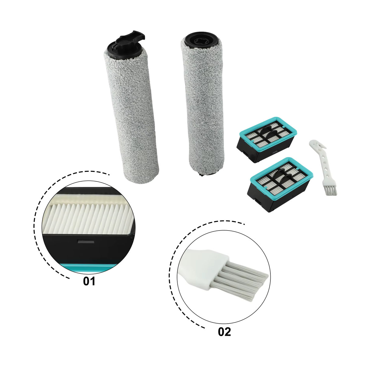 DAZZLEEX Ersatzbürsten und Filter Set in Bunt für Bissell CrossWave 3831 HF2 3845 Staubsauger Zubehör - Bild 4