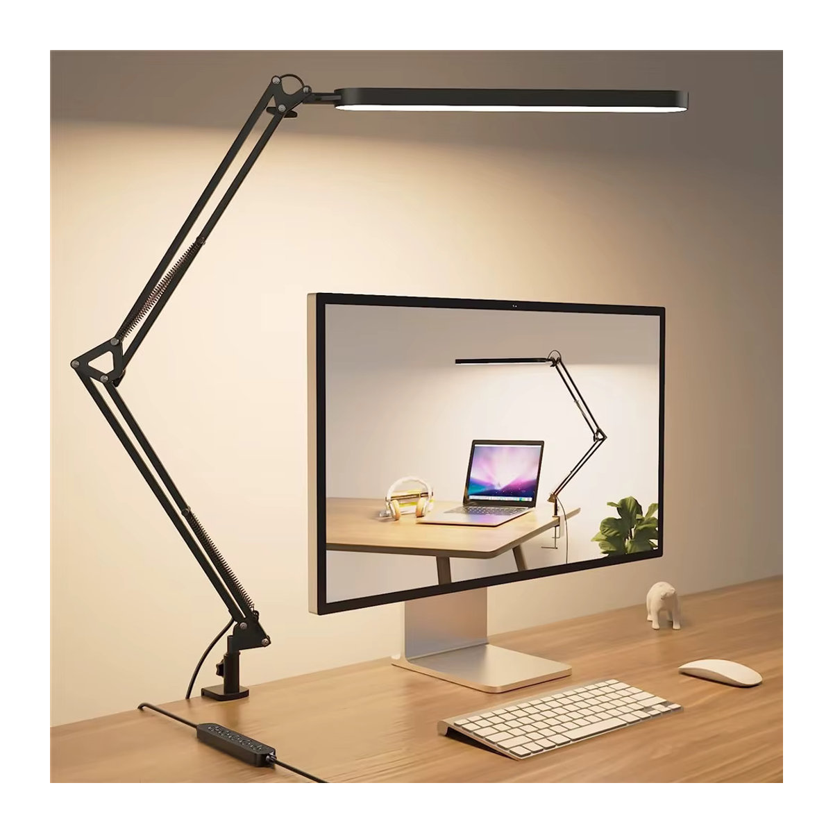 DBF LED-Schreibtischlampe in Schwarz mit 3 Farben und 10 Helligkeitsstufen für Maniküre und Büro - Bild 4