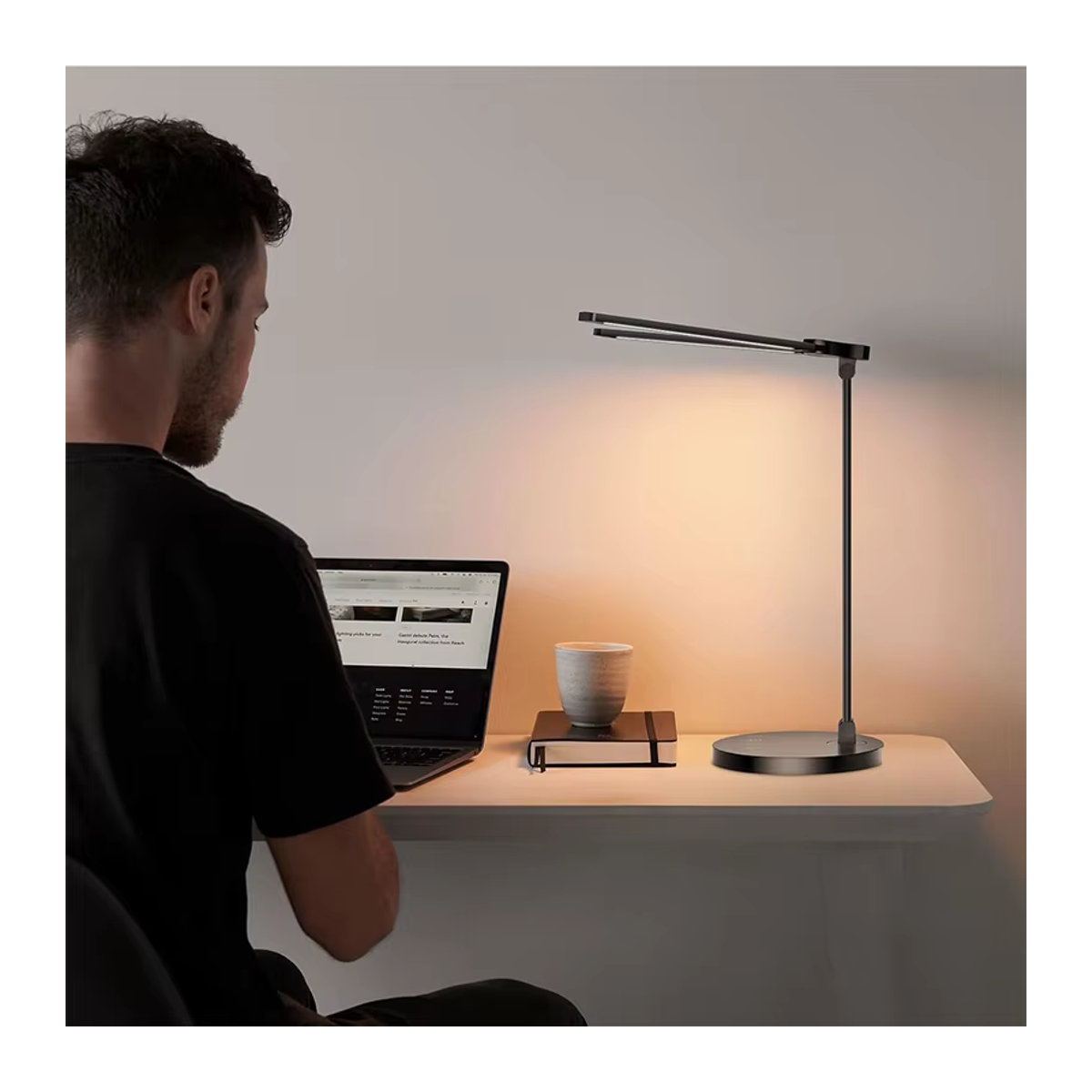 DBF LED Schreibtischlampe in Schwarz mit doppeltem Schwenkarm und USB-Ladeanschluss für dein Heimbüro - Bild 6