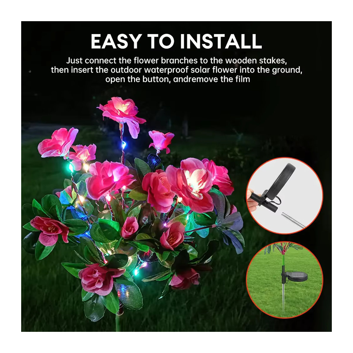 DBF LED Solarleuchte in Bunt zur dekorativen Gartenbeleuchtung für Blumen und Rasenwege - Bild 4