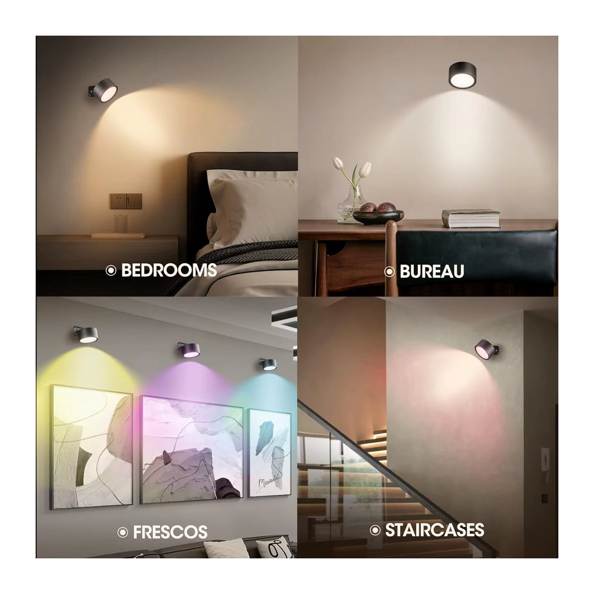 DBF LED-Wandleuchte Schwarz minimalistisch mit Fernbedienung, kabellos und magnetisch, USB-wiederaufladbar, 3 Farben dimmbar - Bild 5