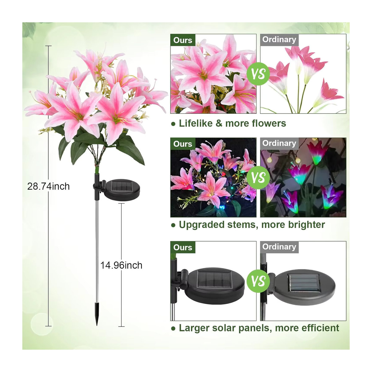 DBF Solar-Gartenleuchten in Form von Lilienblumen, wasserdichte LED-Solarleuchten für den Außenbereich in Bunt - Bild 4