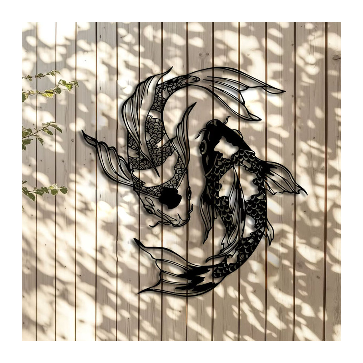 DDPNKL 2er-Set Art Déco Koi-Fisch-Wandkunst aus Metall in Schwarz, abstrakte Feng Shui Fischskulpturen zur Wanddekoration - Bild 5