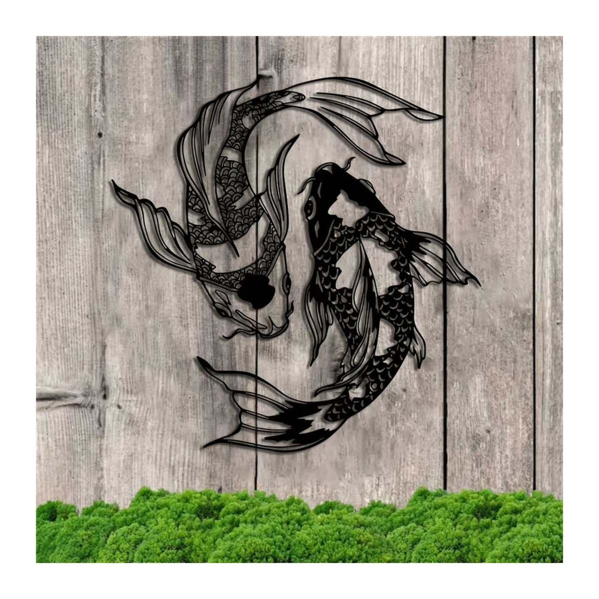 DDPNKL 2er-Set Art Déco Koi-Fisch-Wandkunst aus Metall in Schwarz, abstrakte Feng Shui Fischskulpturen zur Wanddekoration - Bild 6