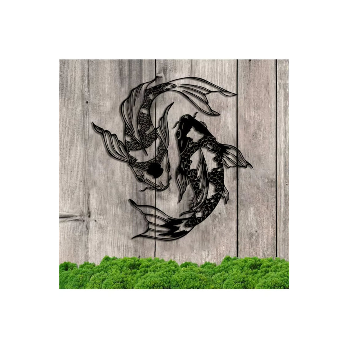 DDPNKL 2er-Set Art Déco Koi-Fisch-Wandkunst aus Metall in Schwarz, abstrakte Feng Shui Fischskulpturen zur Wanddekoration - Bild 7