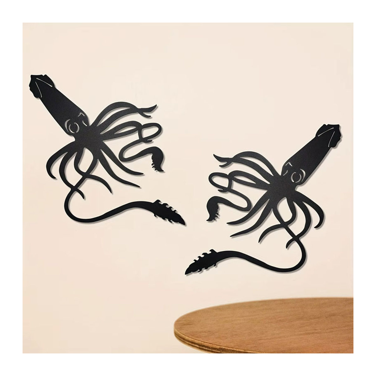 DDPNKL 2er-Set Metall-Tintenfisch-Wanddekoration in Schwarz für maritime Dekoration im Innen- und Außenbereich - Bild 6