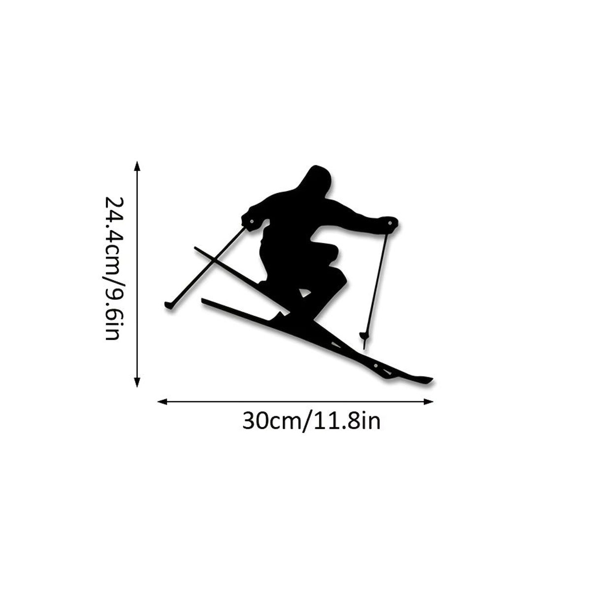 DDPNKL Art Deco Skifahren Metall Wandkunst Schwarz – Dynamische Ski-Silhouette als Wanddekoration - Bild 2