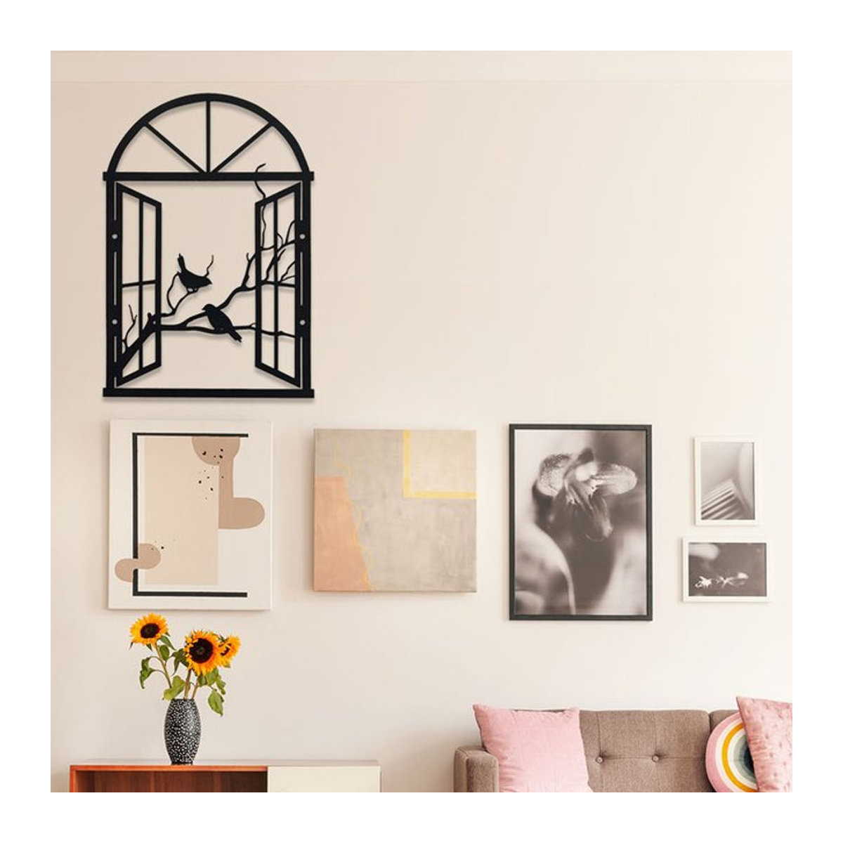 DDPNKL Art-Deco-Vogelskulptur aus Metall in Schwarz als Wandkunst für Innen und Außen - Bild 1