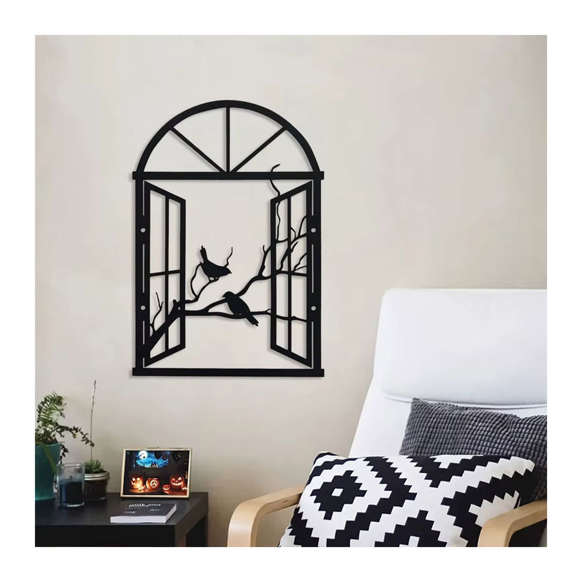 DDPNKL Art-Deco-Vogelskulptur aus Metall in Schwarz als Wandkunst für Innen und Außen - Bild 6