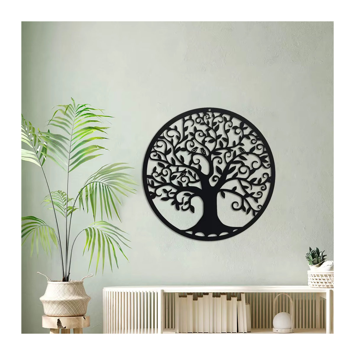 DDPNKL Baum des Lebens Wandkunst aus Metall, runde Wanddekoration in Schwarz, Durchmesser: 27,9 cm - Bild 6