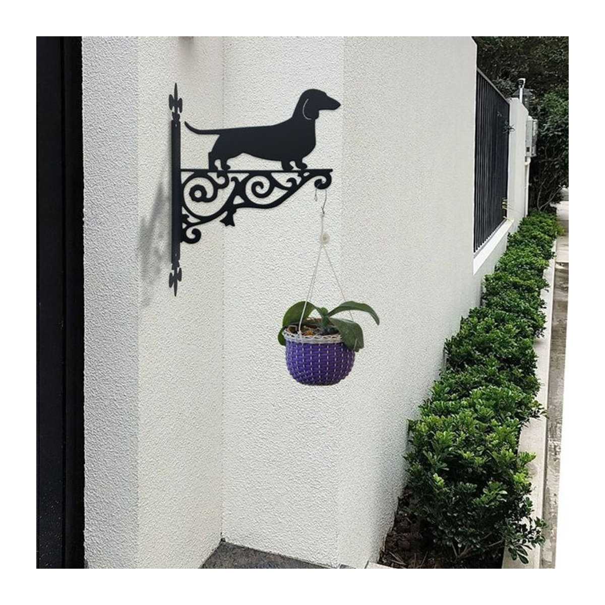 DDPNKL Dackel-Silhouette Wandhalterung aus Metall in Schwarz für Pflanzen und Dekoration, Höhe: 25 cm - Bild 1