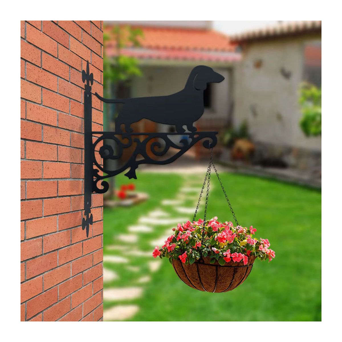 DDPNKL Dackel-Silhouette Wandhalterung aus Metall in Schwarz für Pflanzen und Dekoration, Höhe: 25 cm - Bild 2