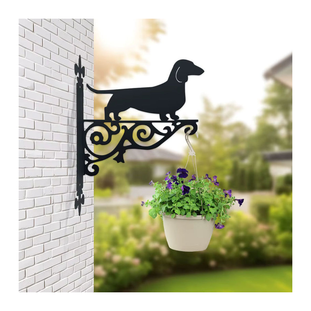 DDPNKL Dackel-Silhouette Wandhalterung aus Metall in Schwarz für Pflanzen und Dekoration, Höhe: 25 cm - Bild 5