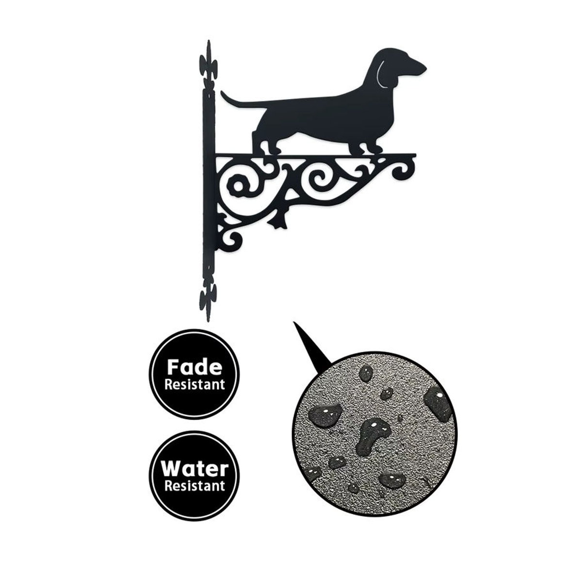 DDPNKL Dackel-Silhouette Wandhalterung aus Metall in Schwarz für Pflanzen und Dekoration, Höhe: 25 cm - Bild 6