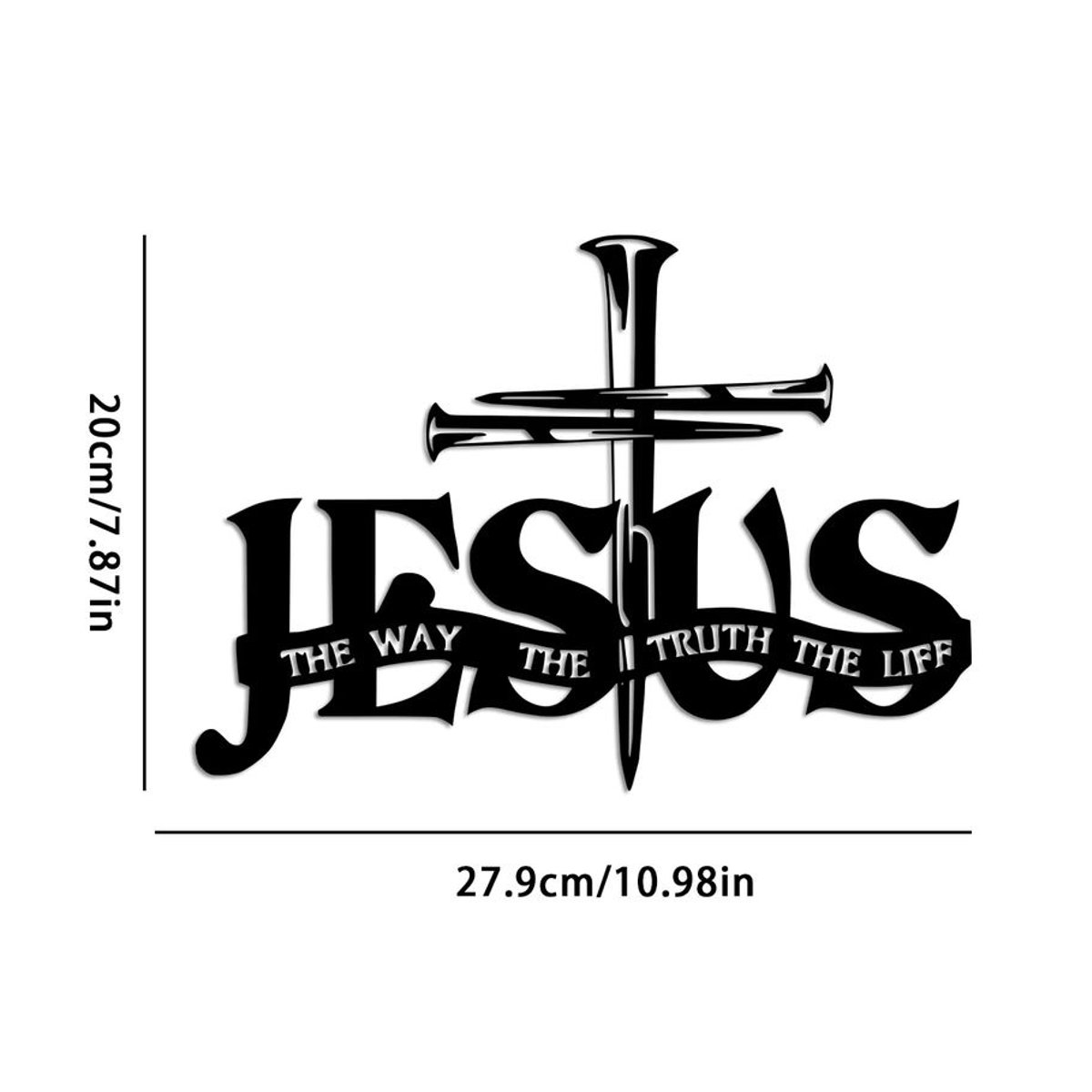 DDPNKL Jesus Wanddekoration aus Metall in Schwarz mit Kreuz, betenden Händen und Schriftzug, Höhe: 27,9 cm, Breite: 27,9 cm, Tiefe: 27,9 cm - Bild 1
