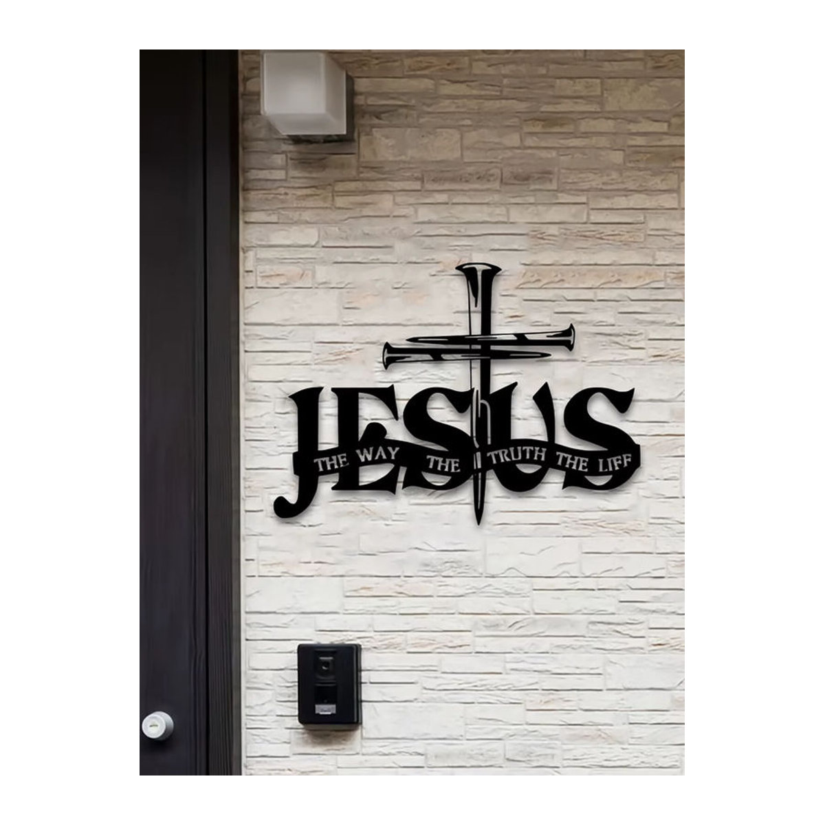 DDPNKL Jesus Wanddekoration aus Metall in Schwarz mit Kreuz, betenden Händen und Schriftzug, Höhe: 27,9 cm, Breite: 27,9 cm, Tiefe: 27,9 cm - Bild 5