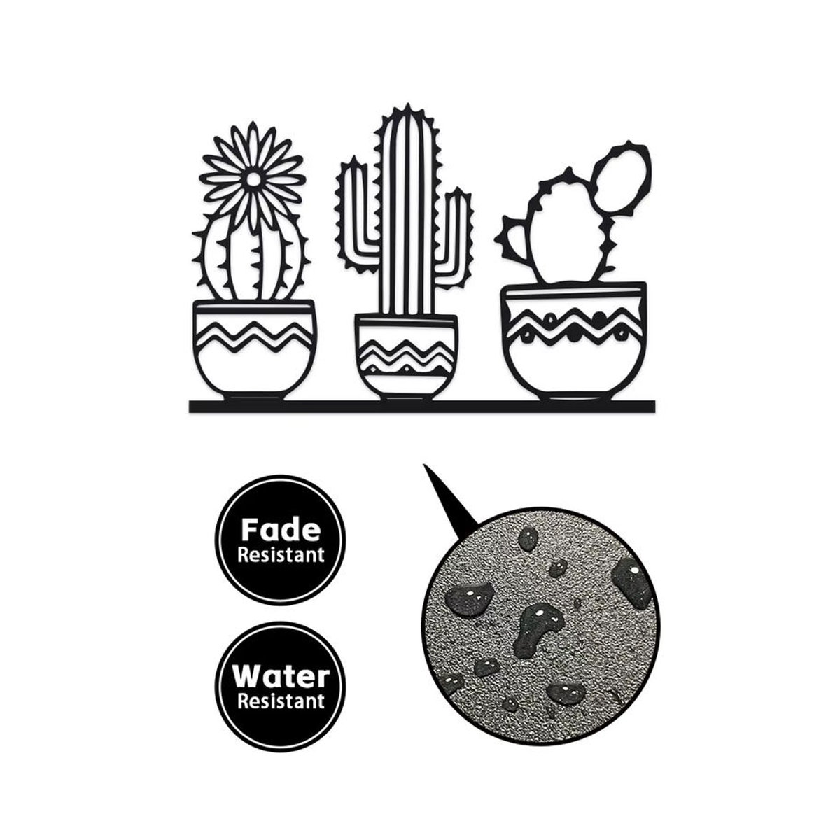 DDPNKL Kaktus Wandkunst aus Metall in Schwarz als minimalistische Dekoration für Garten und Wohnraum - Bild 2