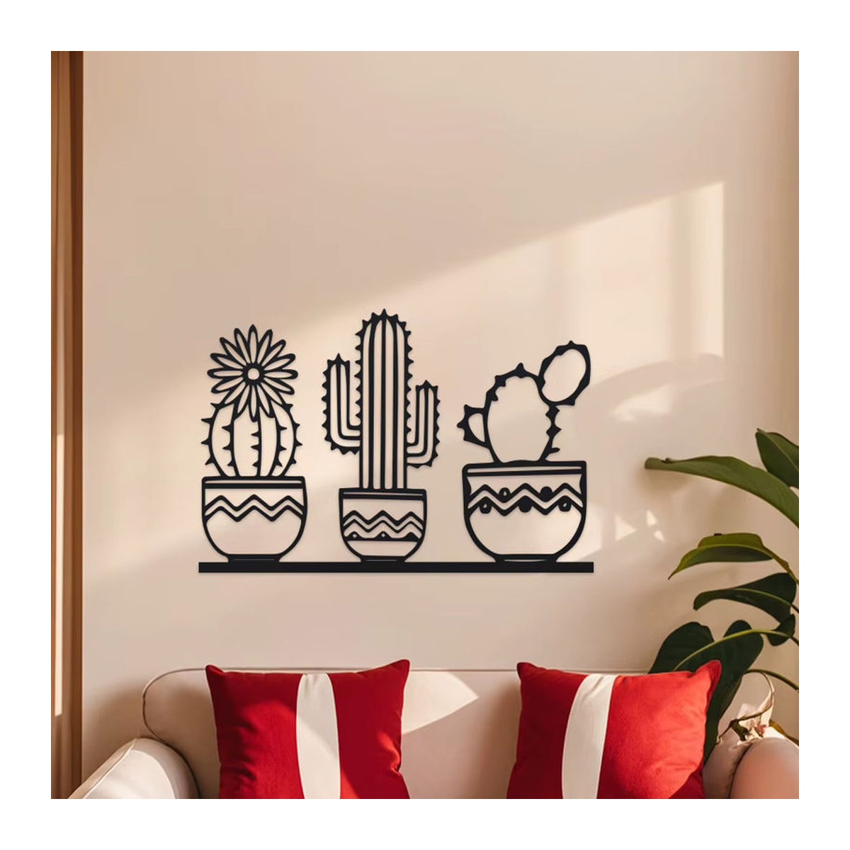 DDPNKL Kaktus Wandkunst aus Metall in Schwarz als minimalistische Dekoration für Garten und Wohnraum - Bild 3