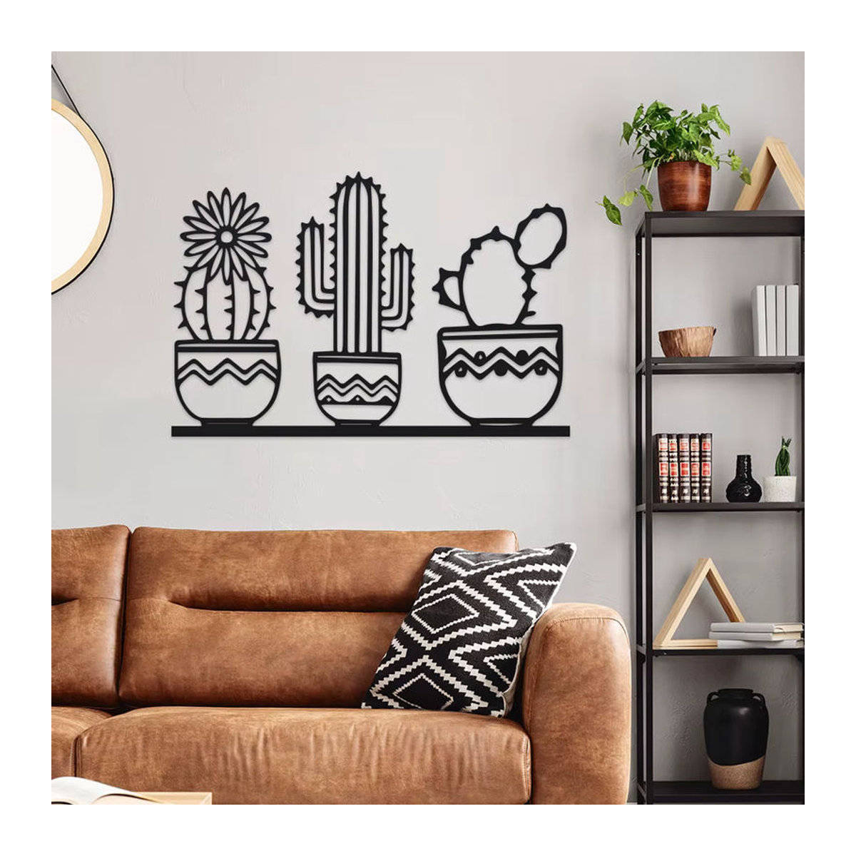DDPNKL Kaktus Wandkunst aus Metall in Schwarz als minimalistische Dekoration für Garten und Wohnraum - Bild 5