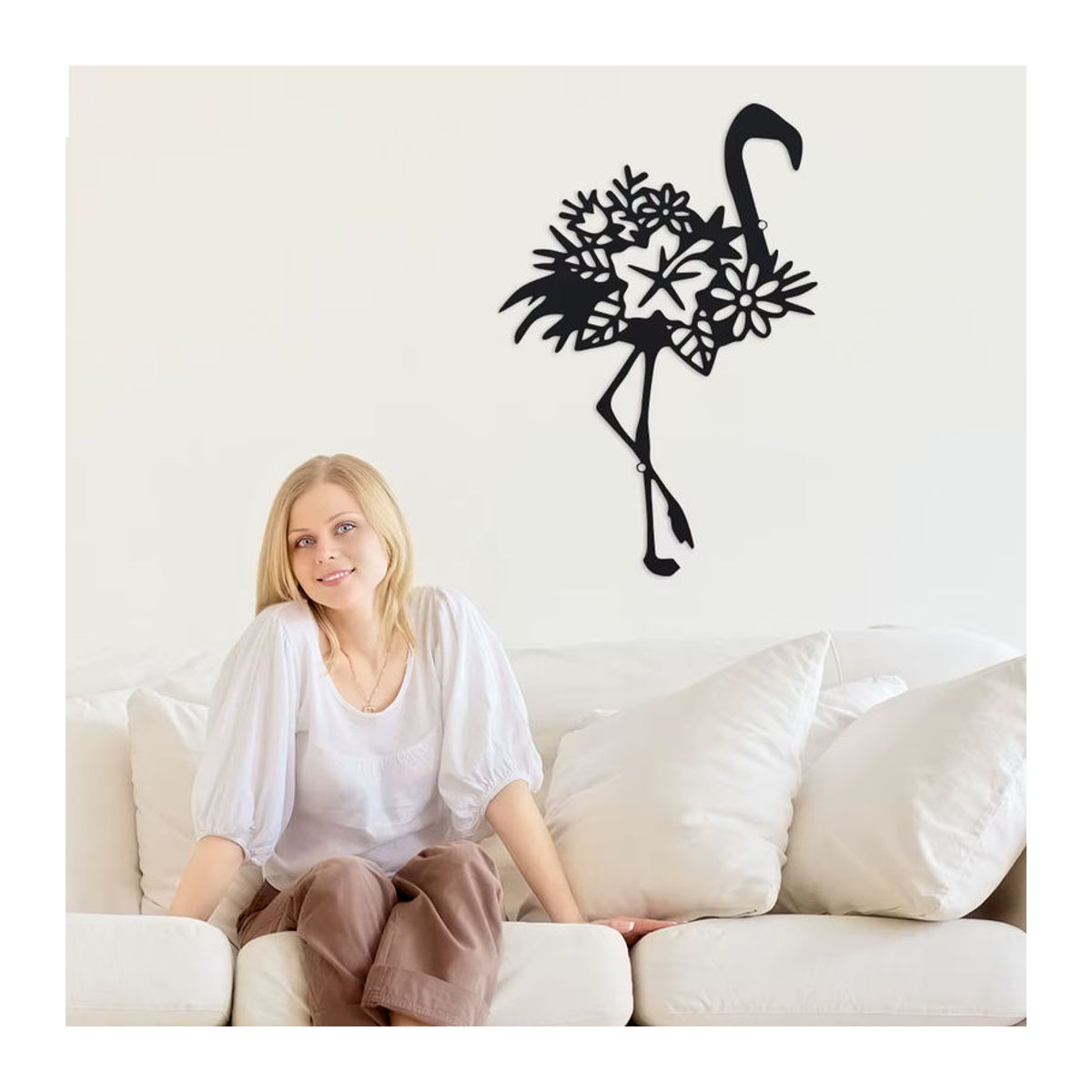 DDPNKL Metall-Flamingo Wanddekoration Schwarz als Eisen-Außenskulptur für Wohnzimmer, Terrasse und Balkon - Bild 4