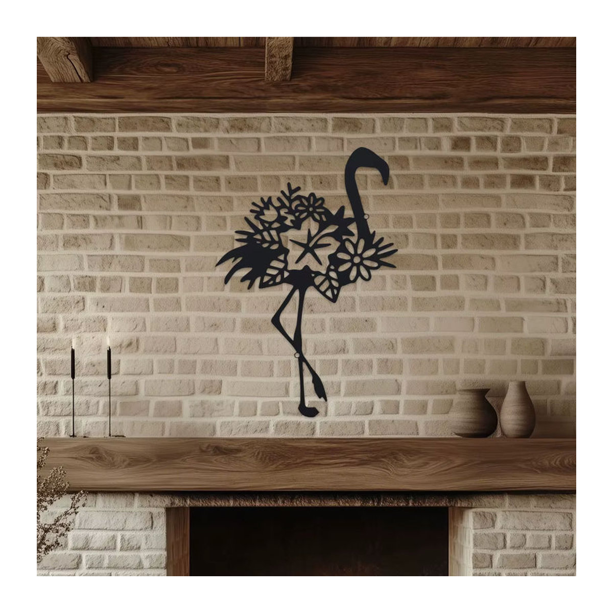 DDPNKL Metall-Flamingo Wanddekoration Schwarz als Eisen-Außenskulptur für Wohnzimmer, Terrasse und Balkon - Bild 5