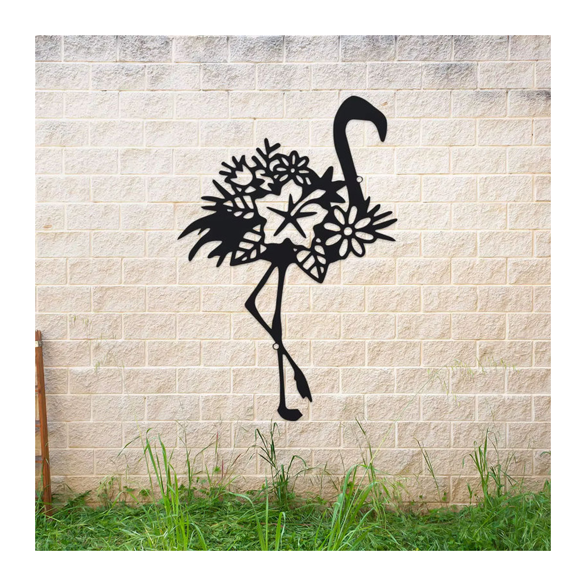 DDPNKL Metall-Flamingo Wanddekoration Schwarz als Eisen-Außenskulptur für Wohnzimmer, Terrasse und Balkon - Bild 6