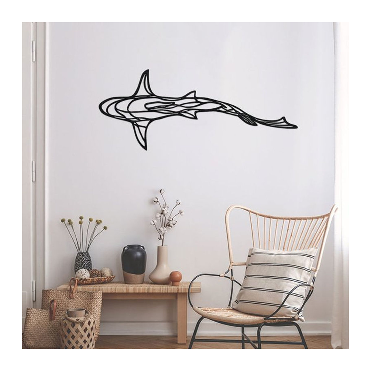 DDPNKL Metall Hai Wanddekoration in Schwarz minimalistische Hai Skulptur für die Wandmontage - Bild 1
