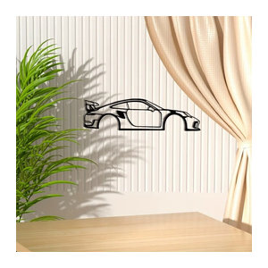 Ddpnkl Metall-Wanddekoration Sportwagen Wandkunst in Schwarz für Kinderzimmer und Wohnzimmer