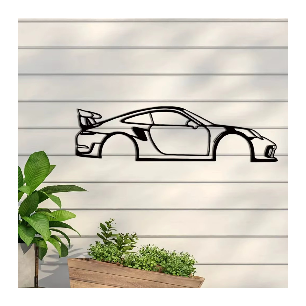 Ddpnkl Metall-Wanddekoration Sportwagen Wandkunst in Schwarz für Kinderzimmer und Wohnzimmer - Bild 2