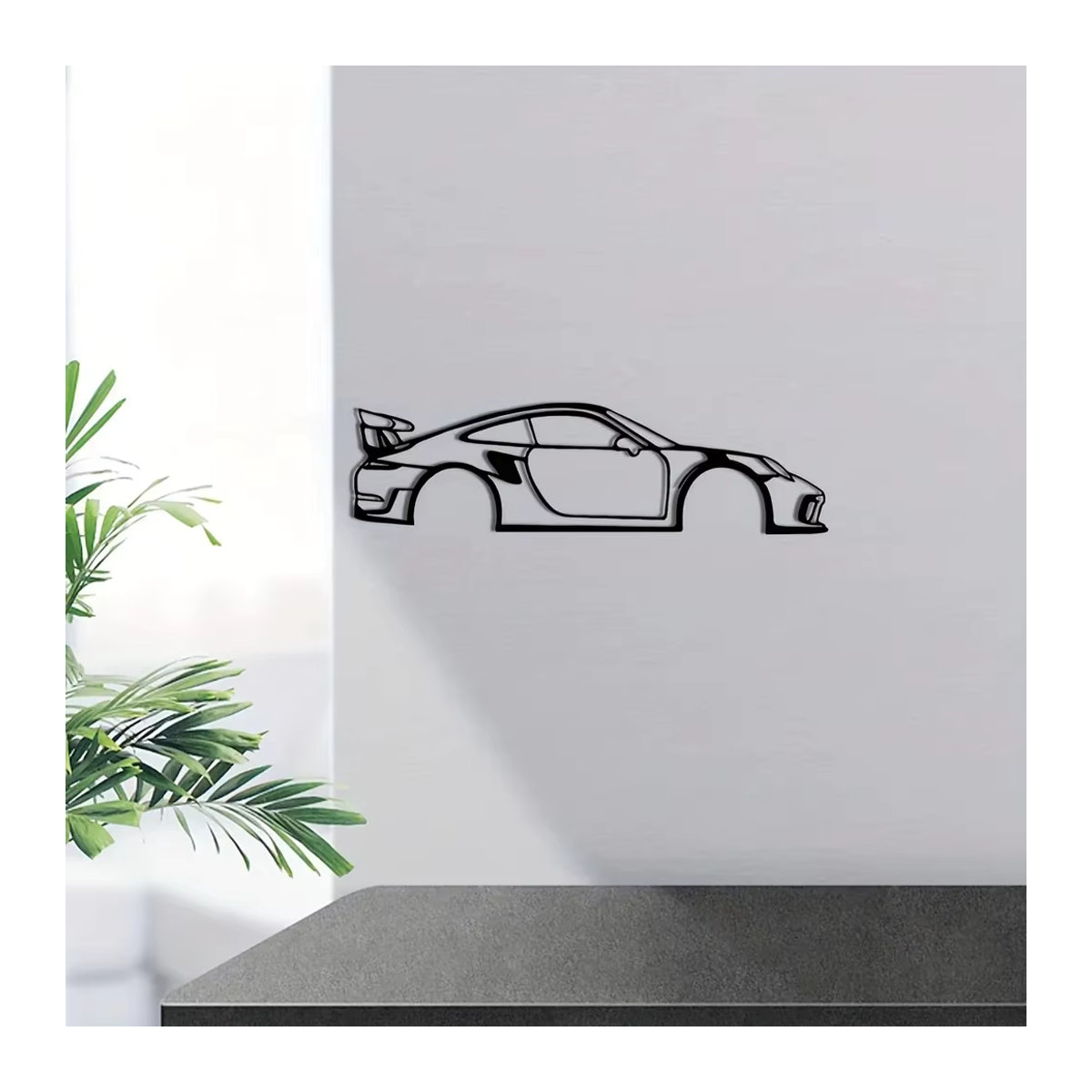 Ddpnkl Metall-Wanddekoration Sportwagen Wandkunst in Schwarz für Kinderzimmer und Wohnzimmer - Bild 3