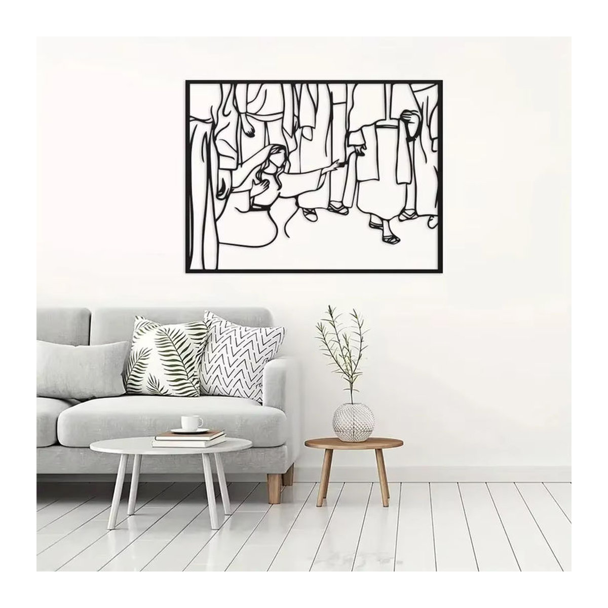 DDPNKL Metall-Wandkunst Das Letzte Abendmahl, Christliche Boho-Linienkunst in Schwarz, Rechteckige Wanddekoration - Bild 5