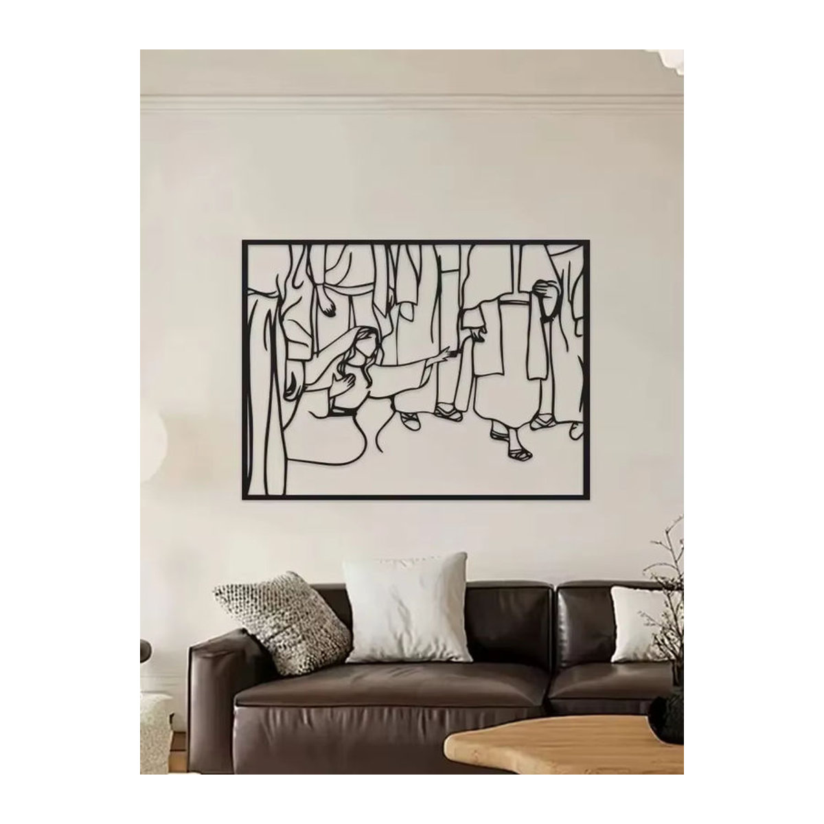 DDPNKL Metall-Wandkunst Das Letzte Abendmahl, Christliche Boho-Linienkunst in Schwarz, Rechteckige Wanddekoration - Bild 7